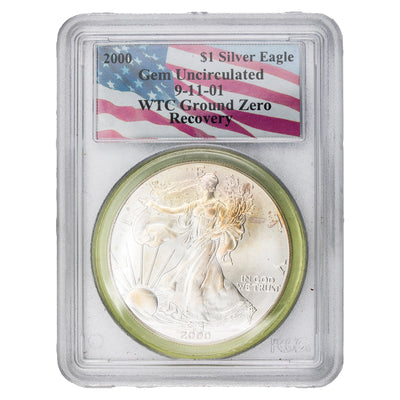 SOLD United States 2000 1oz .999 Fine Silver American Silver Eagle - PCGS Ground Zero Recovery