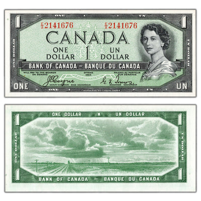SOLD $1 1954 Bank of Canada Note Devil Face E/A Prefix BC-29a - Choice Uncirculated