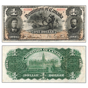 SOLD $1 1898 Dominion of Canada Note Series J DC-13b - F/VF (pressed)