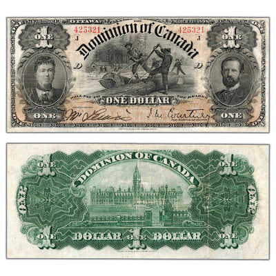 SOLD $1 1898 Dominion of Canada Note Series J DC-13b - F/VF (pressed)