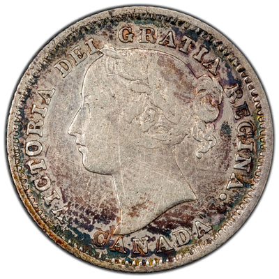 Canada 1886 Obverse #5 Knob 6 10 Cents Silver Coin - Fine