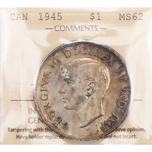 SOLD Canada 1945 $1 Silver Dollar Coin - ICCS MS-62