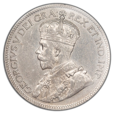 Canada 1916 25 Cents Quarter Silver Coin - EF-40