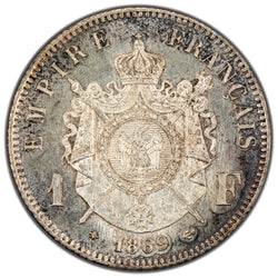 France 1869 A One Franc Silver Coin - Choice Uncirculated