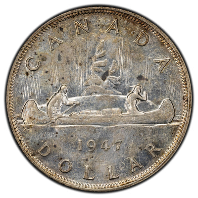 SOLD Canada 1947 Blunt 7 $1 Silver Dollar Coin - EF