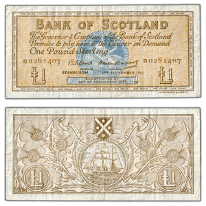 SOLD Scotland 1961 1 One Pound Note P #102a - Circulated