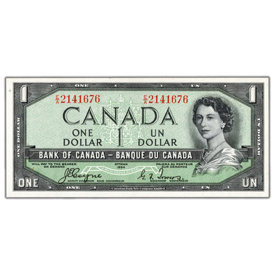 SOLD $1 1954 Bank of Canada Note Devil Face E/A Prefix BC-29a - Choice Uncirculated