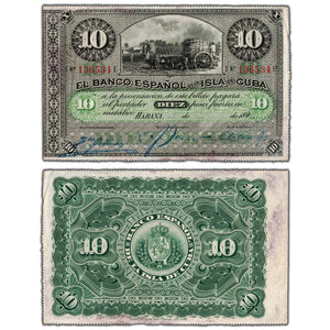 SOLD Cuba 1896 10 Pesos Note P #49 - Circulated