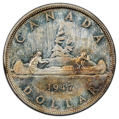 SOLD Canada 1947 Blunt 7 $1 Silver Dollar Coin - Extra Fine