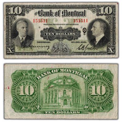 $10 1938 Bank of Montreal Canada Chartered Note CH #505-62-04
