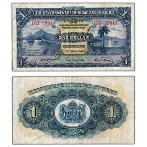 SOLD Trinidad & Tobago 1942 $1 One Dollar Note P #5c - F/VF