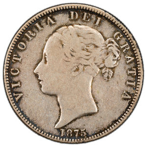 SOLD Great Britain 1875 1/2 Half Crown Silver Coin KM #756