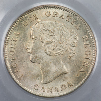 SOLD Canada 1900 Oval 0's 5 Cents Silver Coin - PCGS MS-63