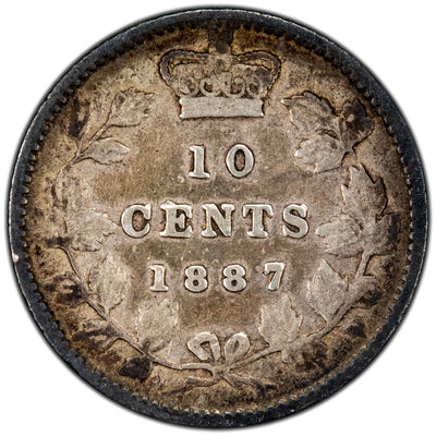 Canada 1887 10 Cents Dime Silver Coin - Very Good