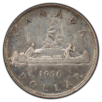 SOLD Canada 1946 SWL Short Water Lines $1 Silver Dollar Coin - Cleaned