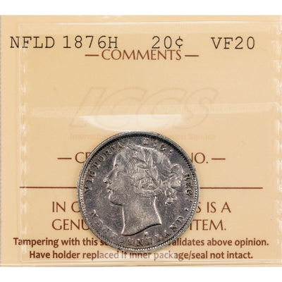 SOLD Newfoundland 1876-H 20 Cents Silver Coin - ICCS VF-20