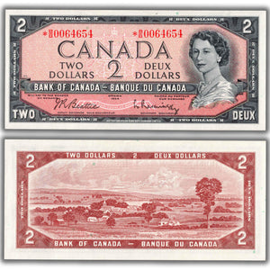 SOLD $2 1954 Bank of Canada Note *B/B Replacement Prefix BC-38bA - Choice UNC