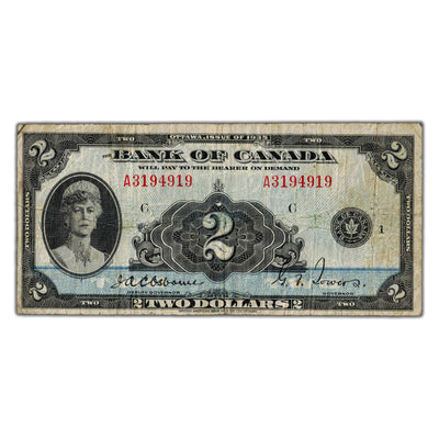 $2 1935 Bank of Canada Note English Text BC-3 - Fine