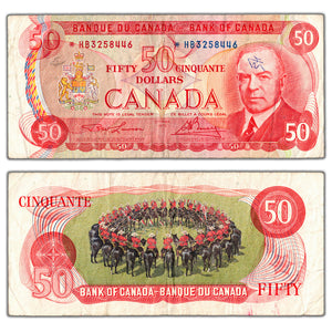 SOLD $50 1975 Bank of Canada Note *HB Replacement Prefix BC-51aA - Writing