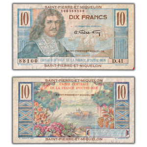 SOLD Saint Pierre & Miquelon N.D (1950-1960) 10 Francs Note P #23 - VF