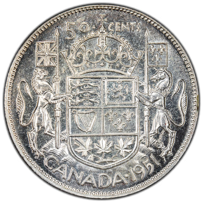 Canada 1951 50 Cents Half Dollar Silver Coin - Choice Uncirculated