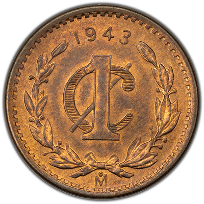 Mexico 1943 1 Centavo Coin KM #415