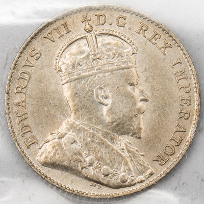 Canada 1910 10 Cents Dime Silver Coin - ICCS AU-50