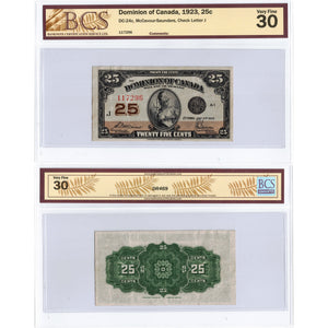 SOLD 25 Cents 1923 Dominion of Canada Shinplaster Note DC-24c - BCS VF-30