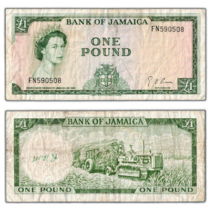 SOLD Jamaica 1960 (1964) 1 One Pound Note P #51Ce - Writing