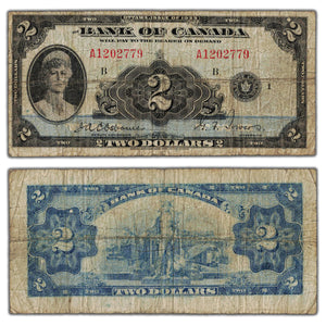 SOLD $2 1935 Bank of Canada Note English Text BC-3 - Circulated