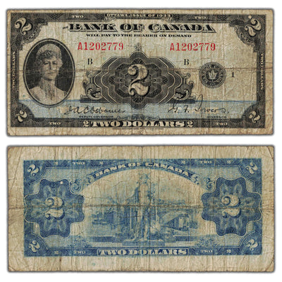 SOLD $2 1935 Bank of Canada Note English Text BC-3 - Circulated