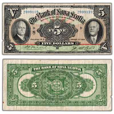 $5 1929 Bank of Nova Scotia Chartered Note Type 1 McLeod CH #550-34-02