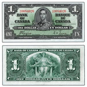 SOLD $1 1937 Bank of Canada Note Coyne-Towers K/N Prefix BC-21d - Abt. AU