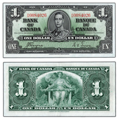 $1 1937 Bank of Canada Note Coyne-Towers K/N Prefix BC-21d - Abt. AU