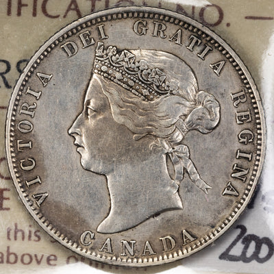 SOLD Canada 1871 Obv 2 25 Cents Quarter Silver Coin - ICCS VF-20 (polished)