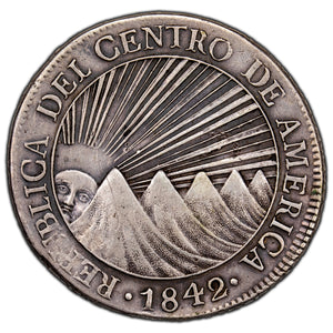 SOLD Central American Republic Guatemala 1842/37 8 Reales Silver Coin KM #4