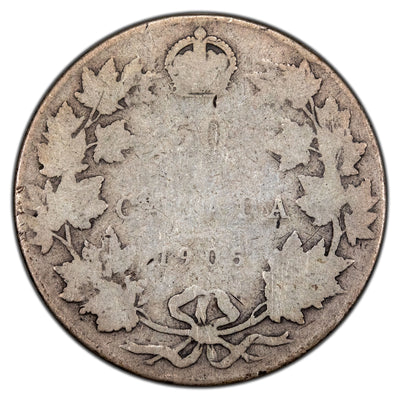 Canada 1905 50 Cents Half Dollar Silver Coin - AG