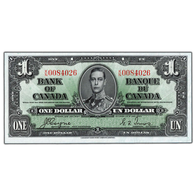 $1 1937 Bank of Canada Note Coyne-Towers K/N Prefix BC-21d - Abt. AU