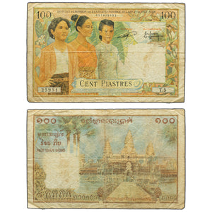 SOLD French Indo China 1954 100 Piastres P #97