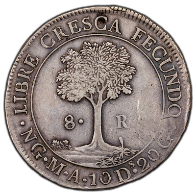 SOLD Central American Republic Guatemala 1842/37 8 Reales Silver Coin KM #4