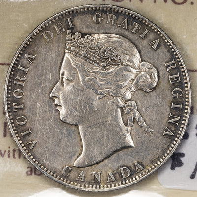 SOLD Canada 1872-H Obv 2 25 Cents Quarter Silver Coin - ICCS VF-30 (polished)