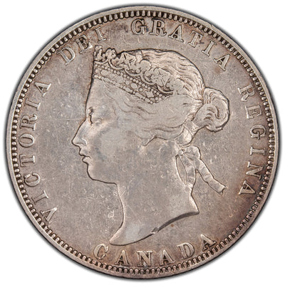 SOLD Canada 1870 Obverse #1 25 Cents Quarter Silver Coin - Fine +