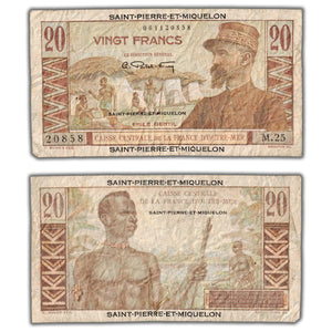 SOLD Saint Pierre & Miquelon N.D (1950-1960) 20 Twenty Francs Note P #24