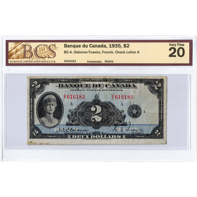 $2 1935 Banque du Canada Note French Text BC-4 - BCS VF-20