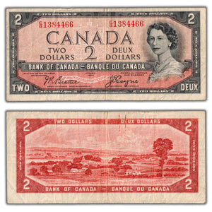 SOLD $2 1954 Bank of Canada Note Devil Face E/B Prefix BC-30b