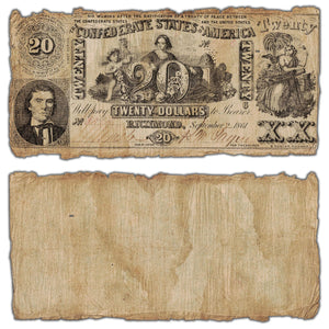 SOLD United States 1861 Confederate States of America $20 Note T-20 - Circulated