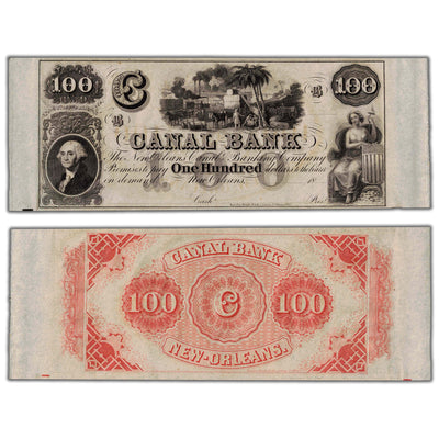 SOLD United States C. 1850's $100 The Canal Bank New Orleans, LA Note