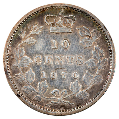 Canada 1870 Wide 0 10 Cents Dime SIlver Coin - Cleaned