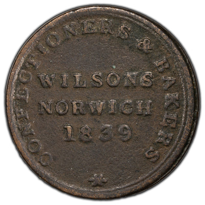 Great Britain 1839 Wilsons Norwich Farthing Token Withers 2 #8770