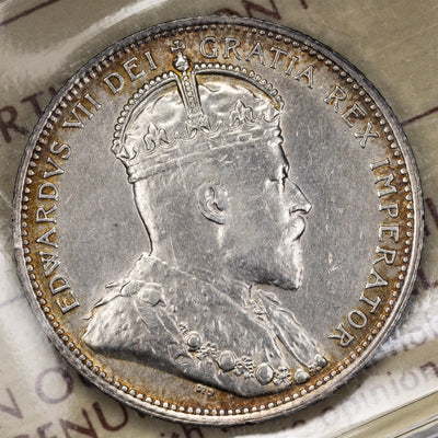 Canada 1902 25 Cents Quarter Silver Coin - ICCS EF-40 (cleaned)